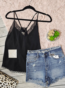 Going Out Tonight  Lace Tank Top (Black)