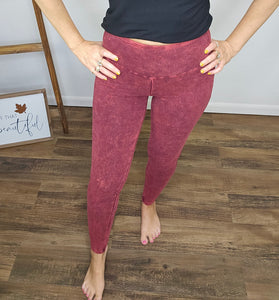 High Voltage Mineral Washed Leggings (Cabernet)