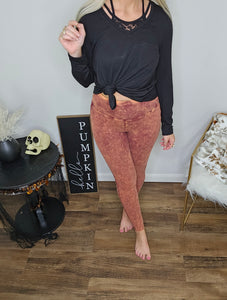 High Voltage Mineral Washed Leggings (Brick Orange)