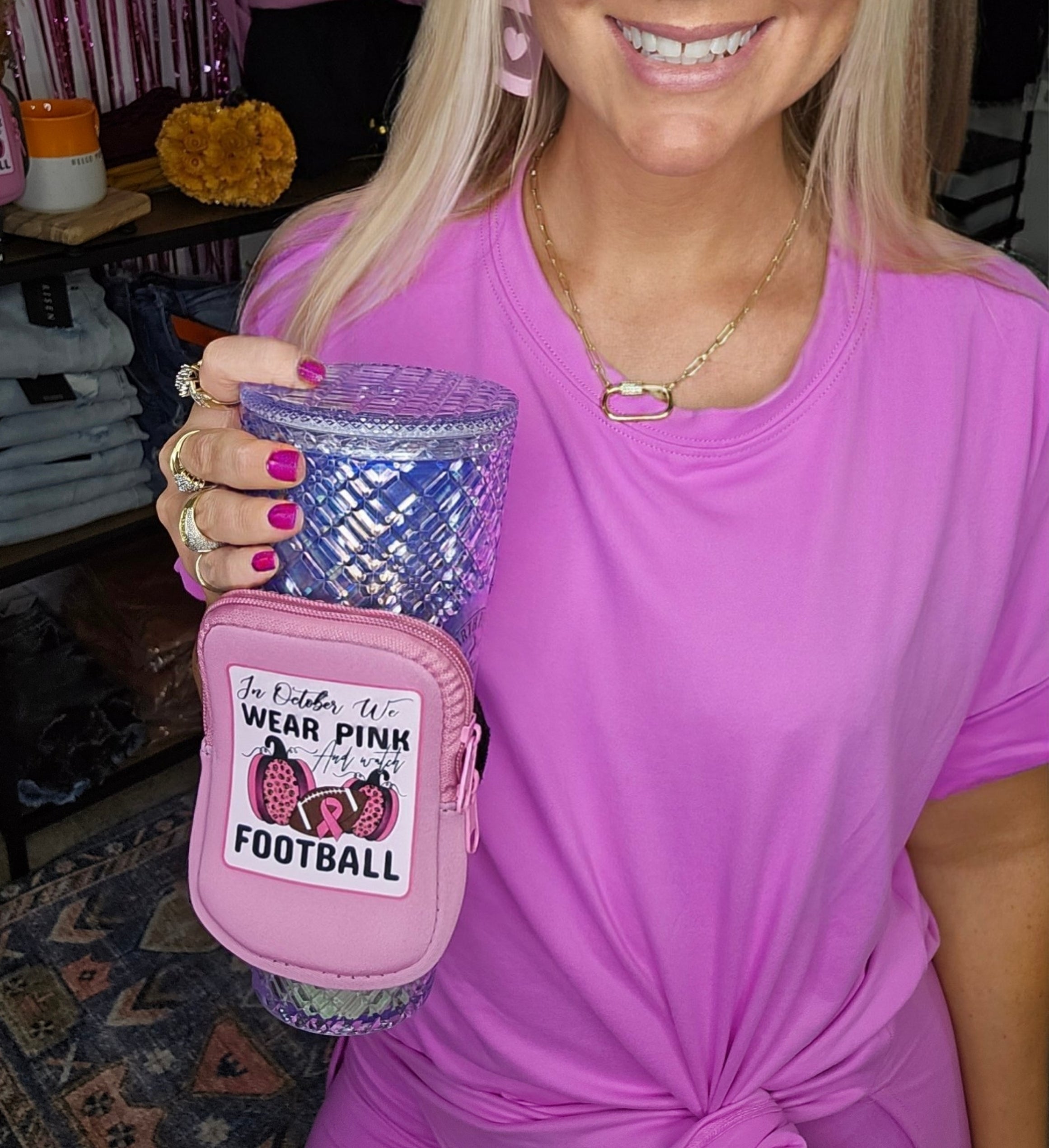 Breast Cancer Neoprene Tumbler Bag