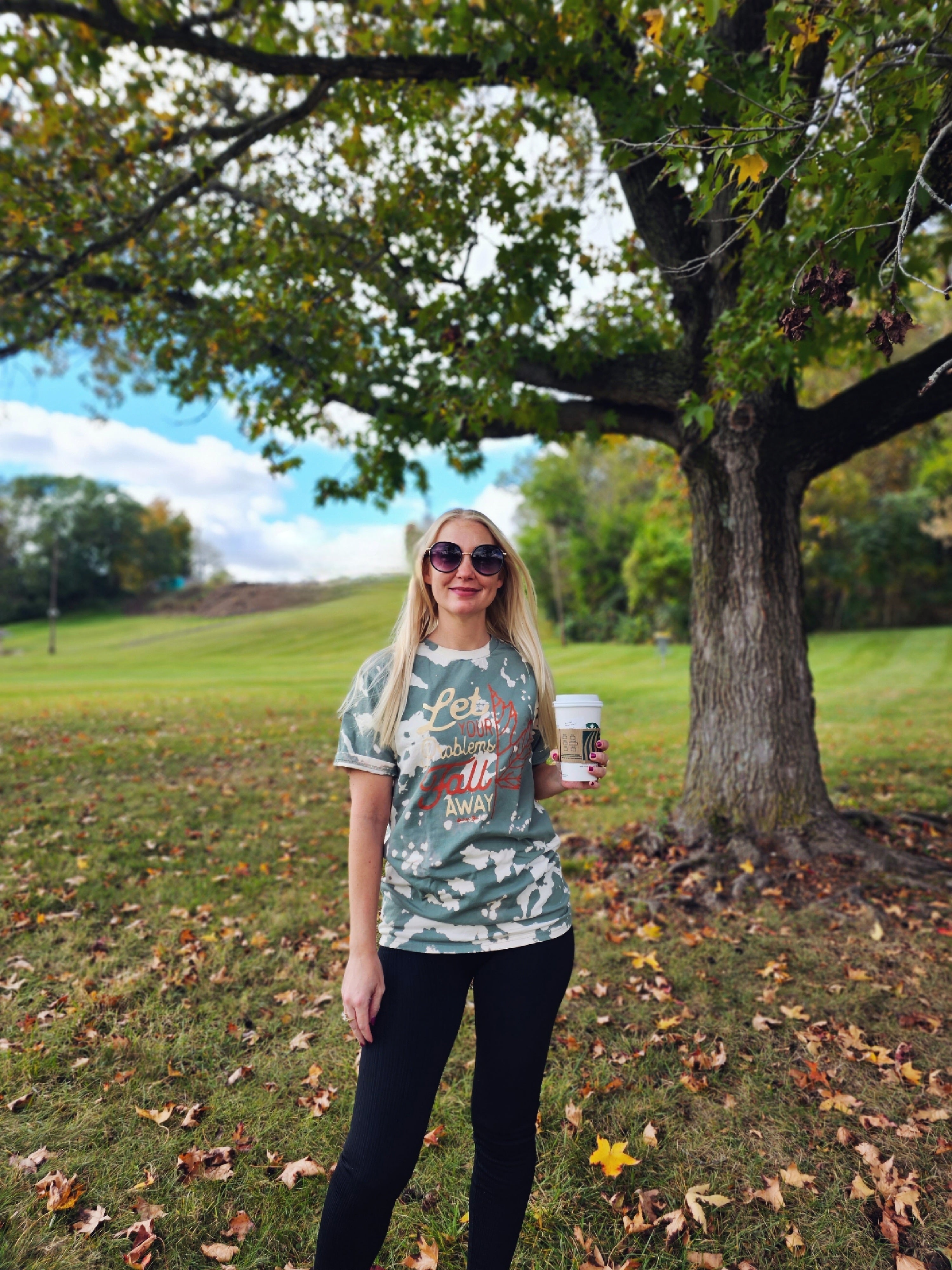 Let Your Problems Fall Away Graphic Tee (Bleached Sage)