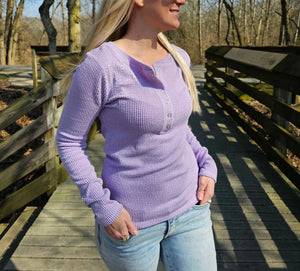 Precious Moments Ribbed Long Sleeve Top (Pastel Lavender)