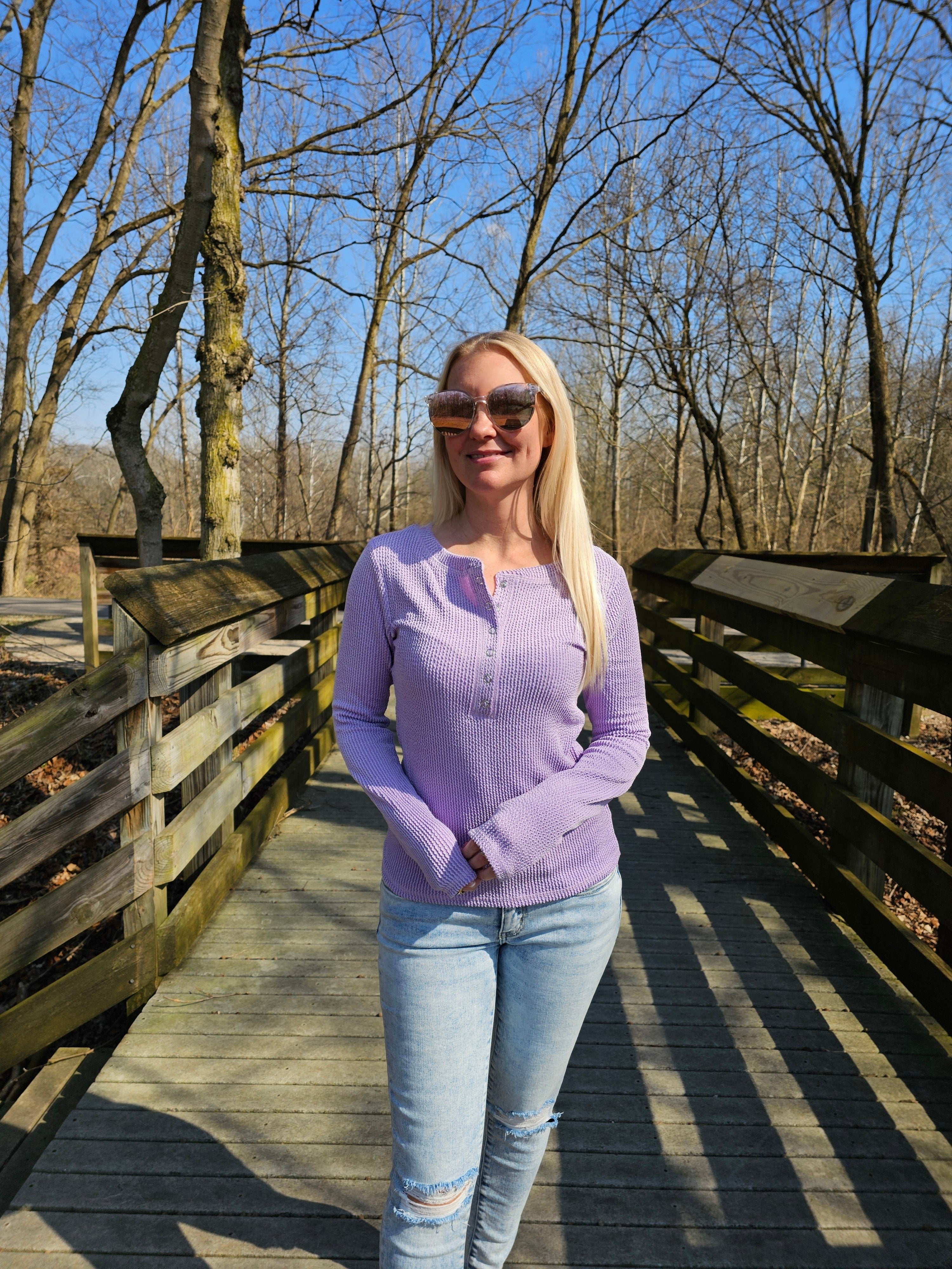 Precious Moments Ribbed Long Sleeve Top (Pastel Lavender)