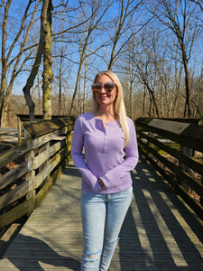 Precious Moments Ribbed Long Sleeve Top (Pastel Lavender)