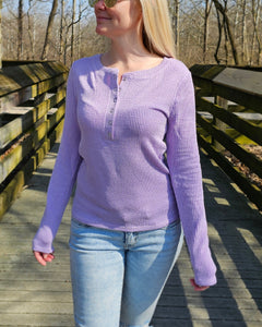 Precious Moments Ribbed Long Sleeve Top (Pastel Lavender)