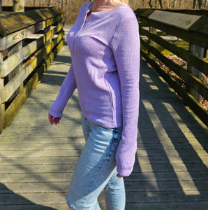 Precious Moments Ribbed Long Sleeve Top (Pastel Lavender)