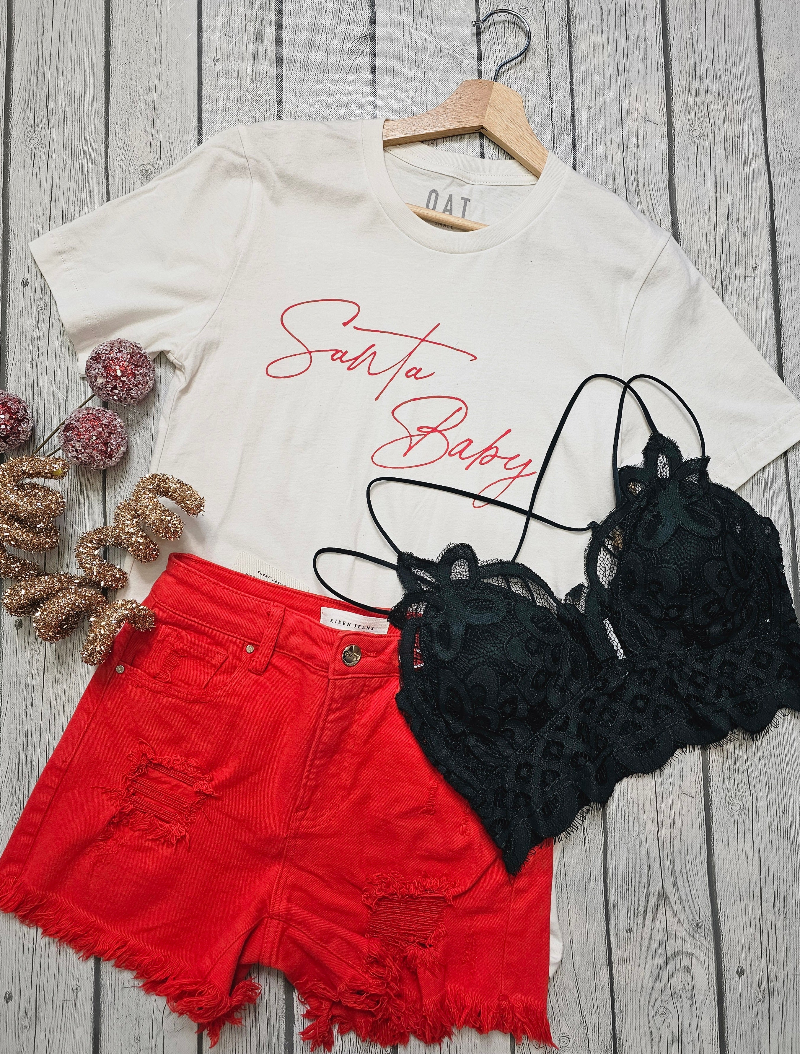 "SANTA BABY" Graphic Tee (Vintage White)