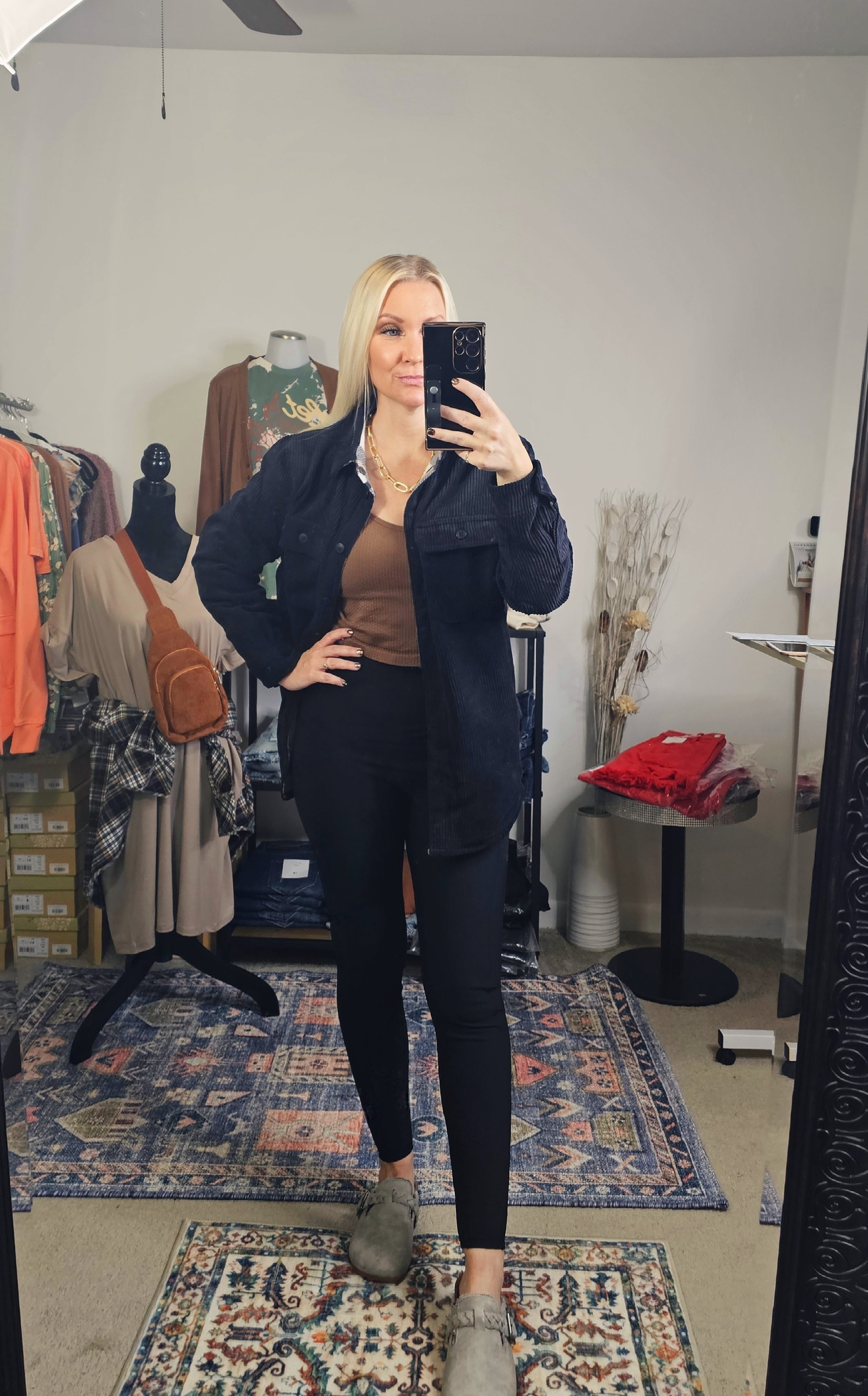 Seeing Double Reversible Plaid Jacket (Black/Tan)