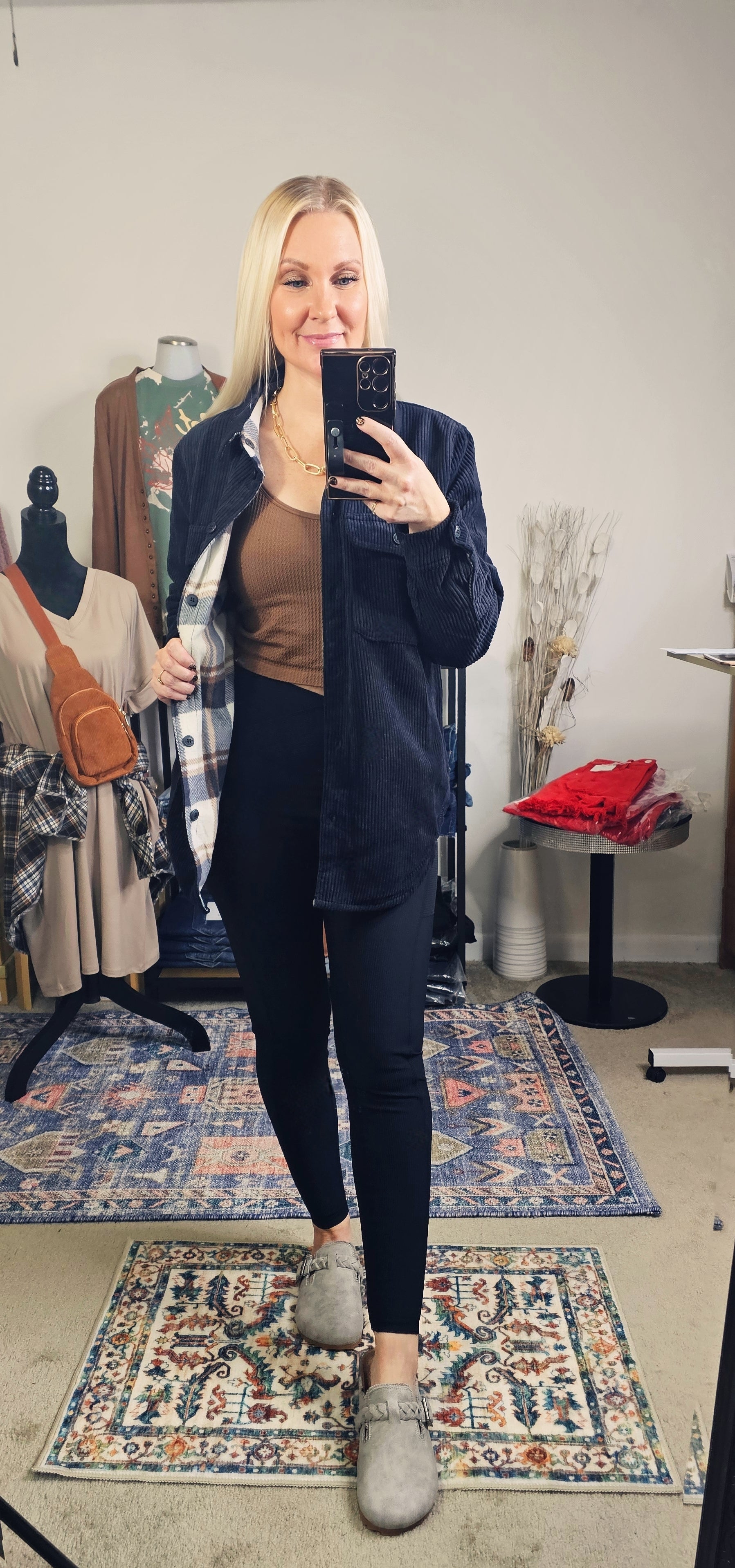 Seeing Double Reversible Plaid Jacket (Black/Tan)