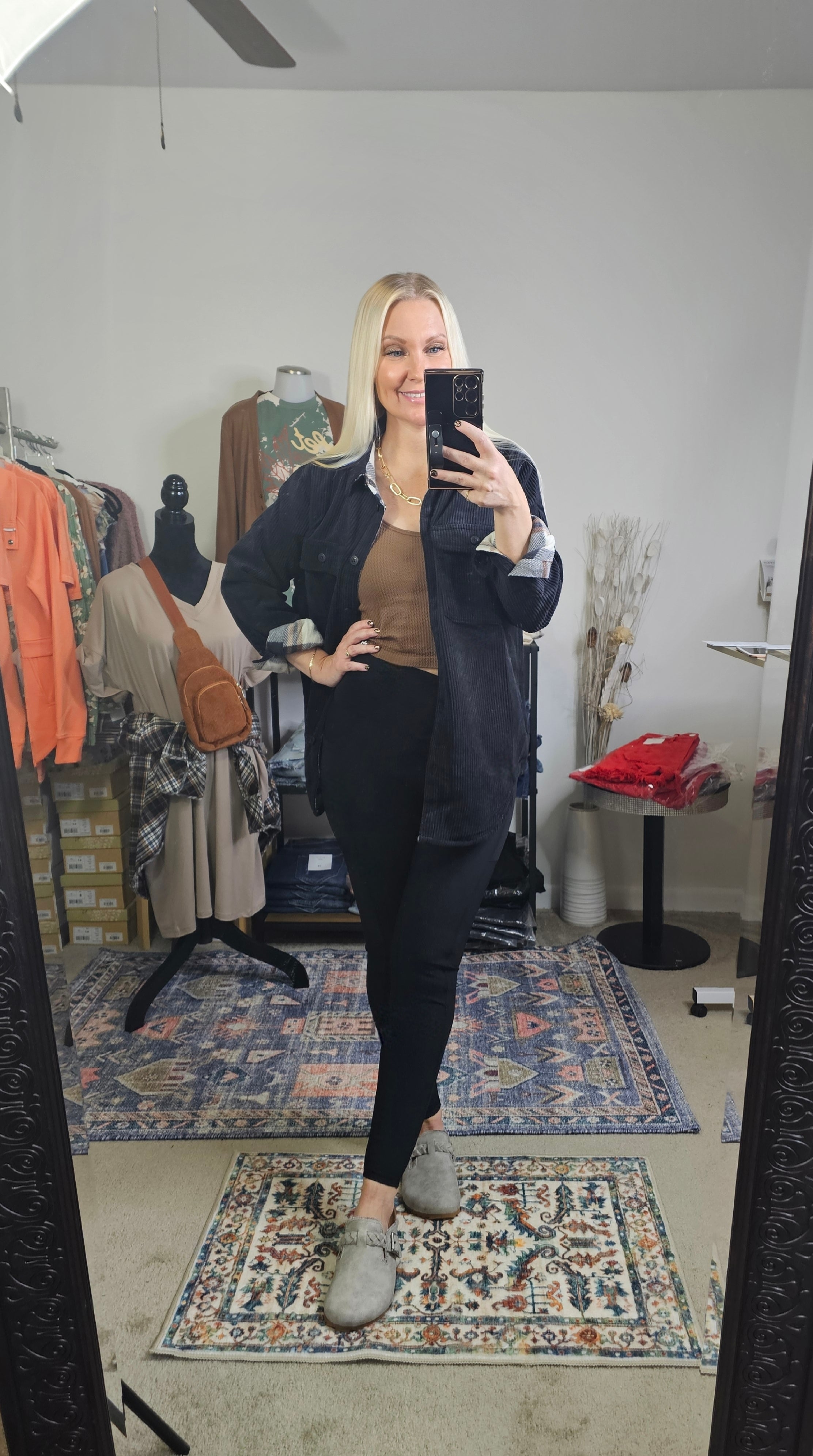 Seeing Double Reversible Plaid Jacket (Black/Tan)