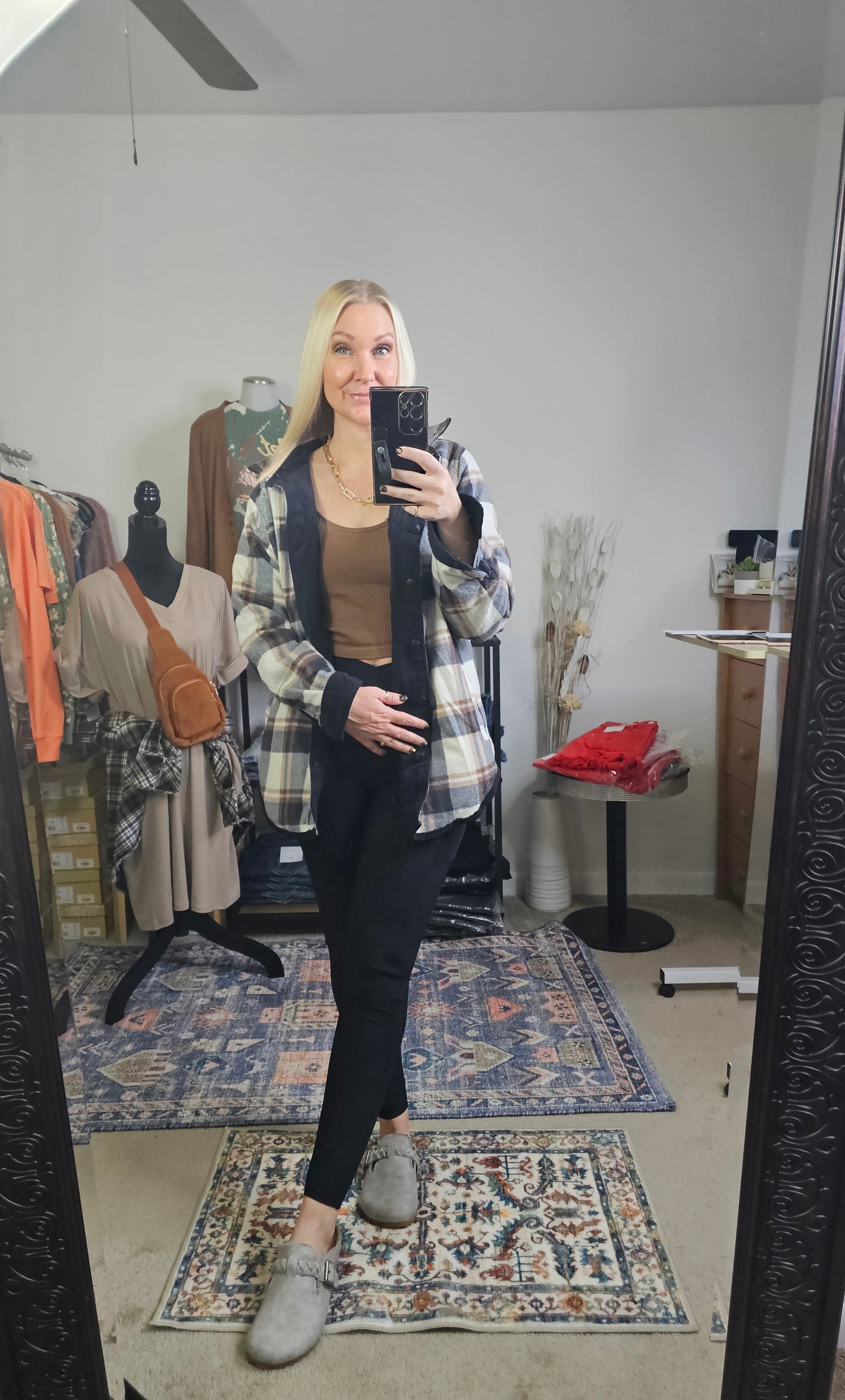 Seeing Double Reversible Plaid Jacket (Black/Tan)