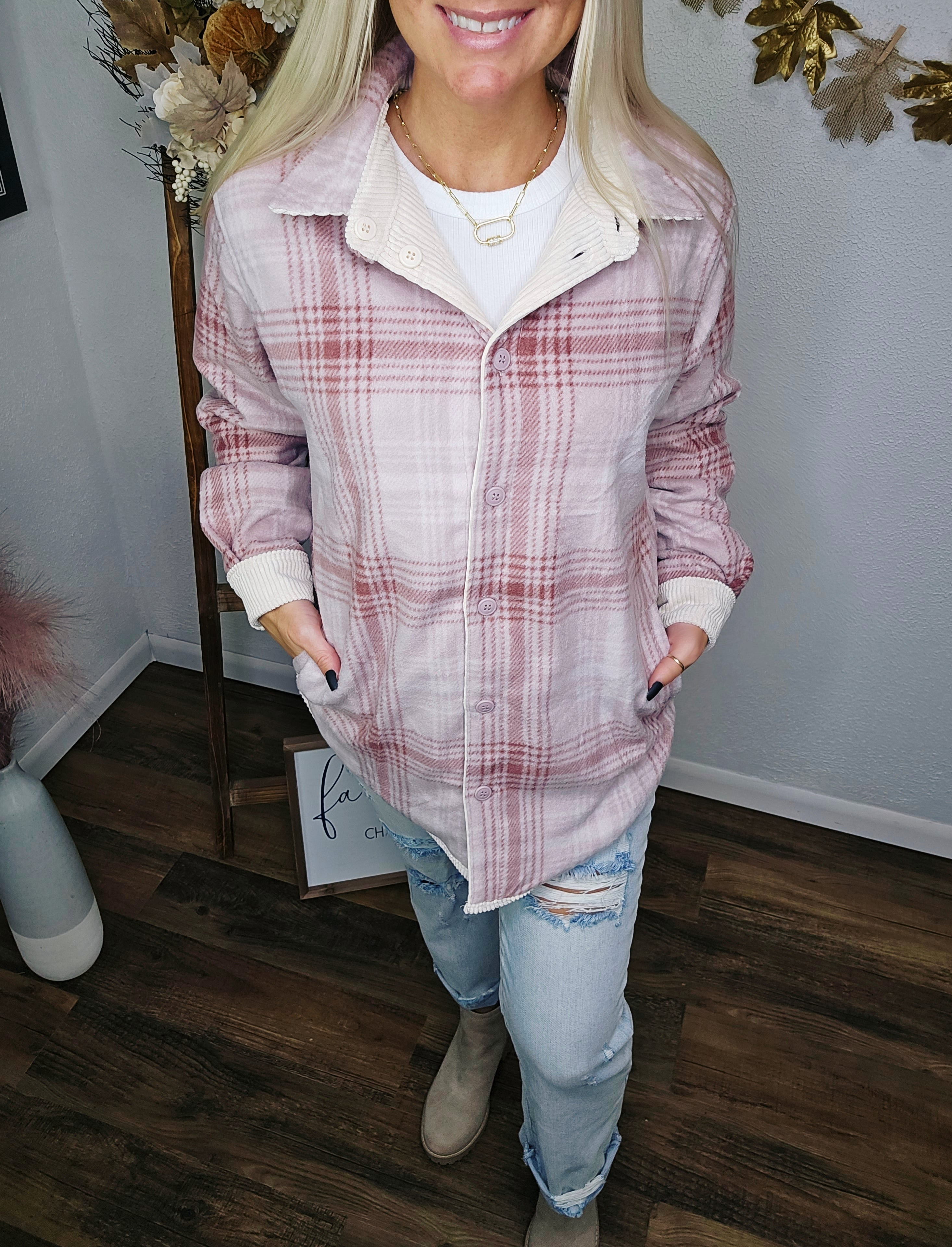 Seeing Double Reversible Plaid Jacket (Cream/Pink)