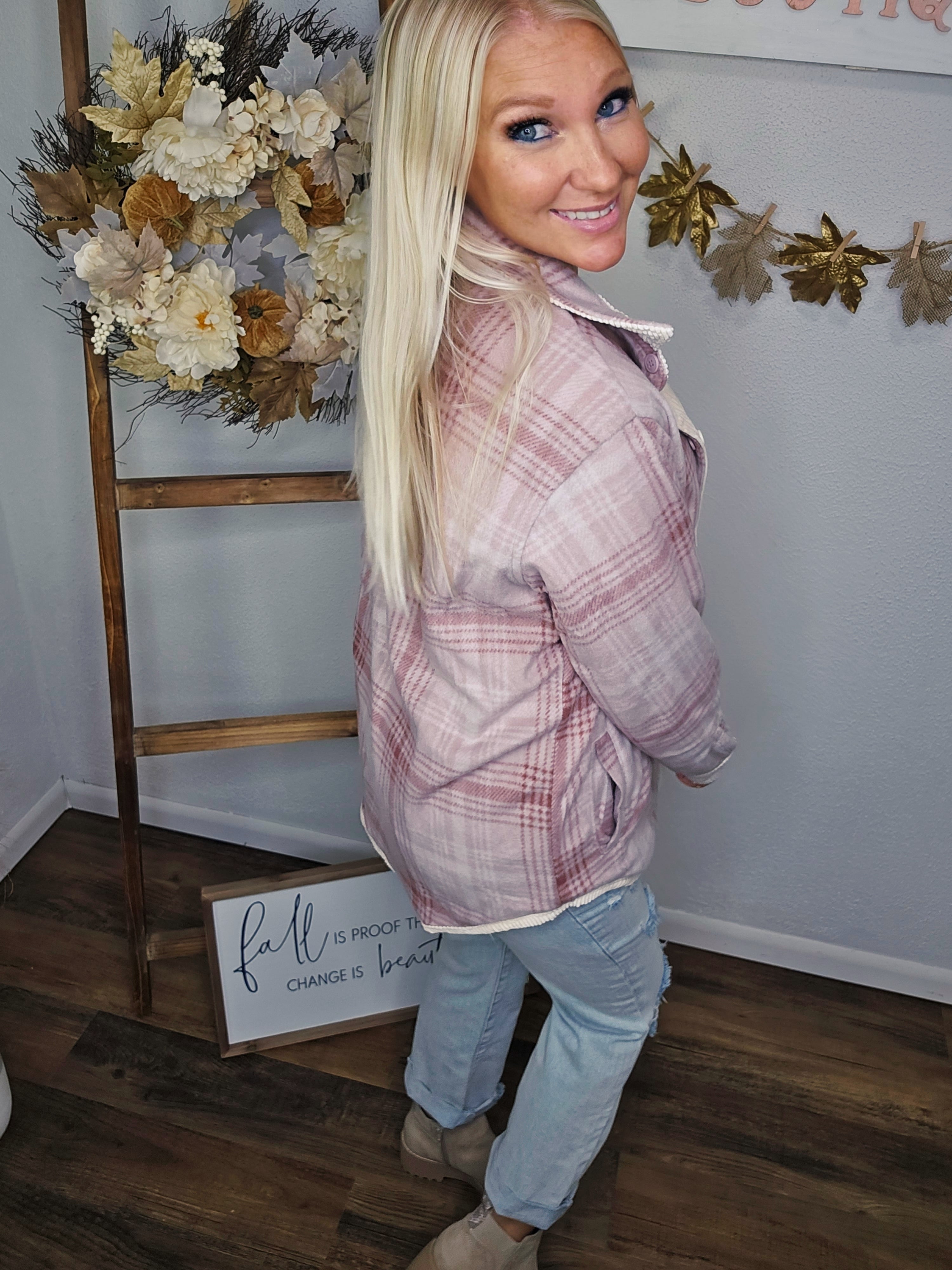 Seeing Double Reversible Plaid Jacket (Cream/Pink)