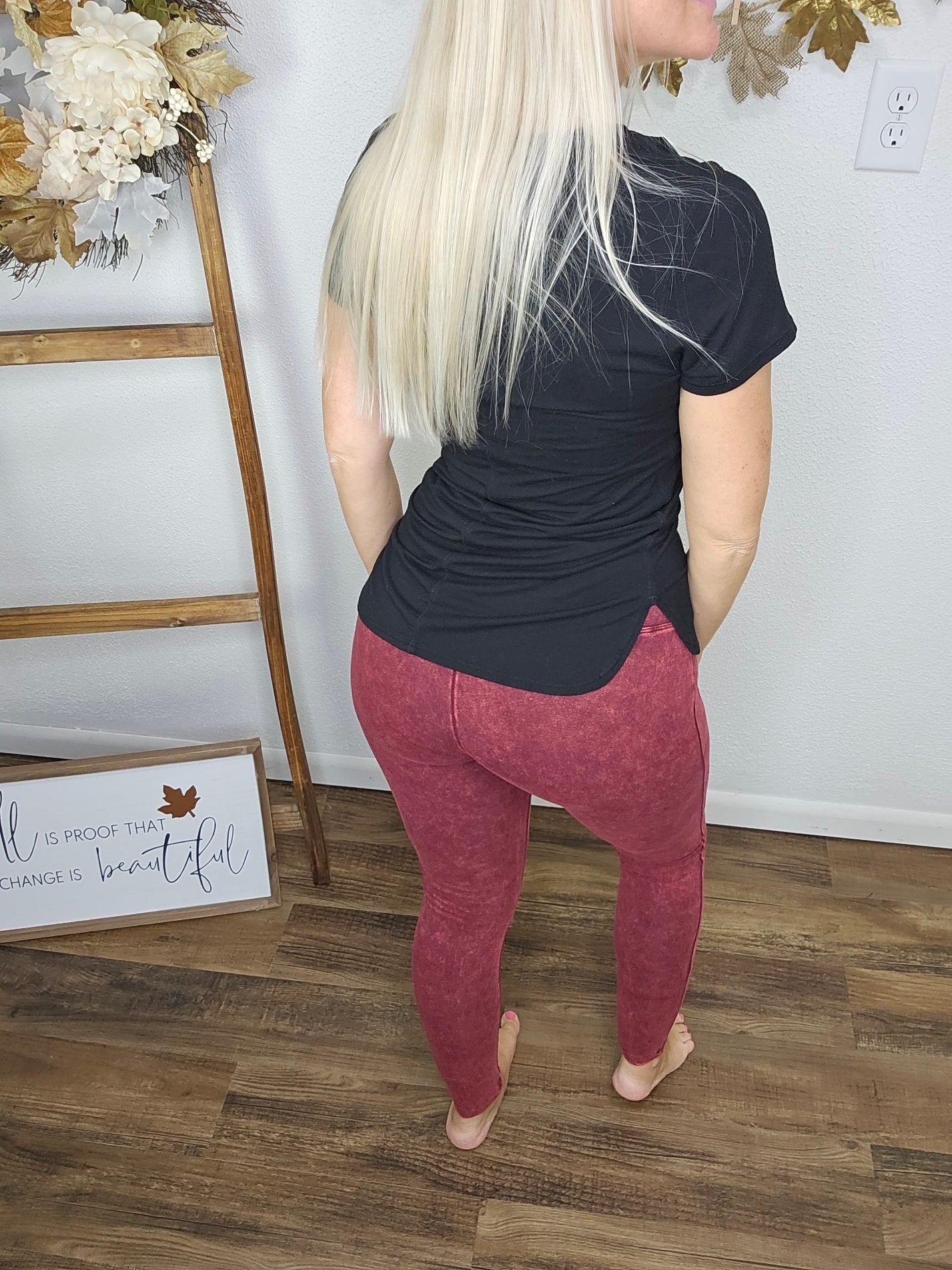 High Voltage Mineral Washed Leggings (Cabernet)