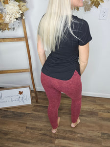 High Voltage Mineral Washed Leggings (Cabernet)