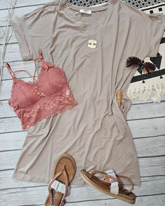 Breath Of Fresh Air T-Shirt Dress (Ash Mocha)