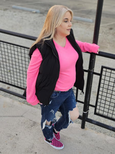 Sleepy Girl Trends Puffer Vest - Black