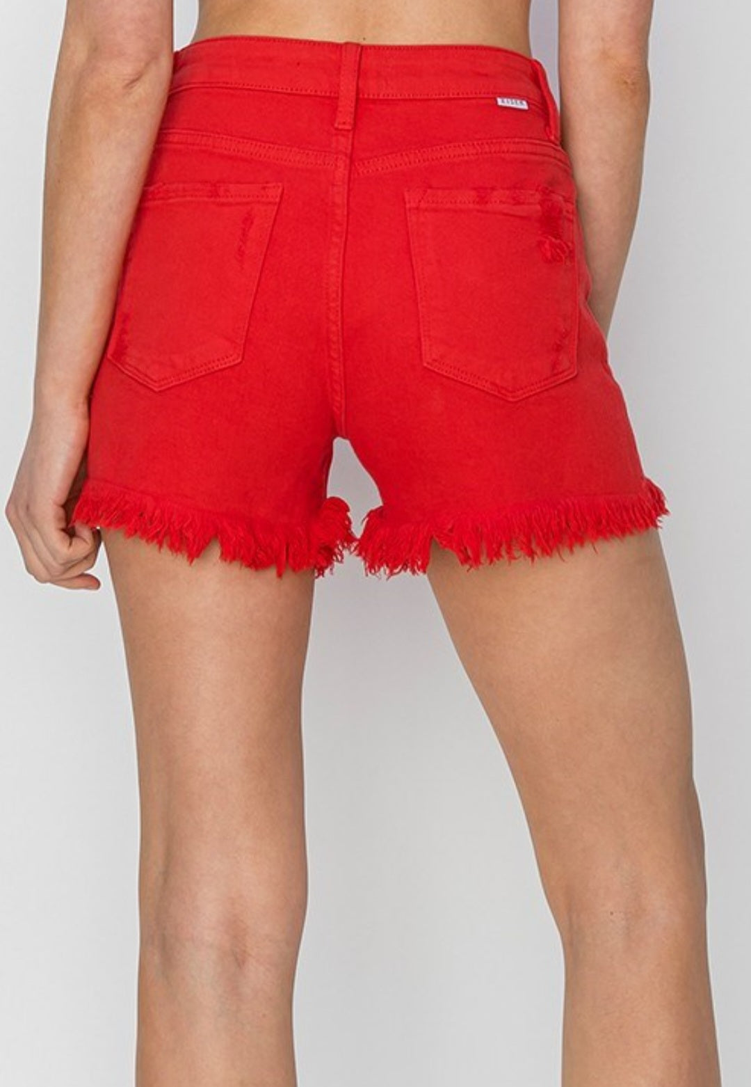 Here For The Fireworks Risen High-Rise Denim Shorts (Fiesta Red)