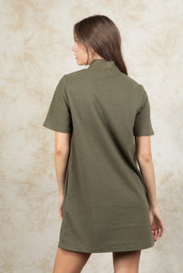 Seasonal Sophistication Mock Neck Dress (Olive)