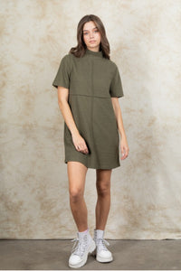 Seasonal Sophistication Mock Neck Dress (Olive)