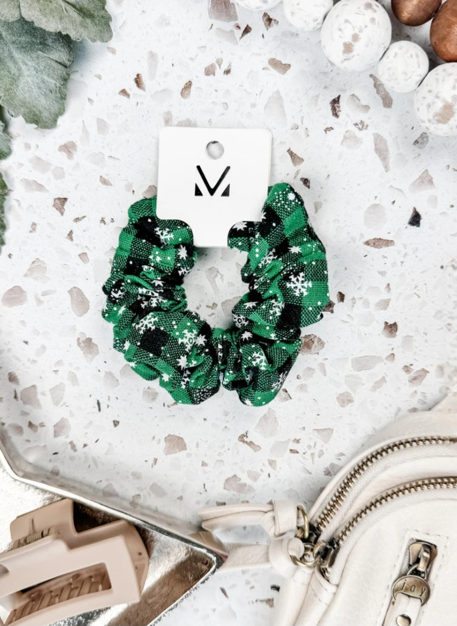 Plaid Snowflake Scrunchie