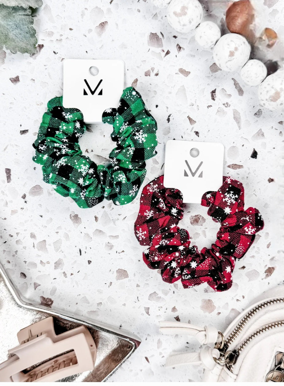 Plaid Snowflake Scrunchie