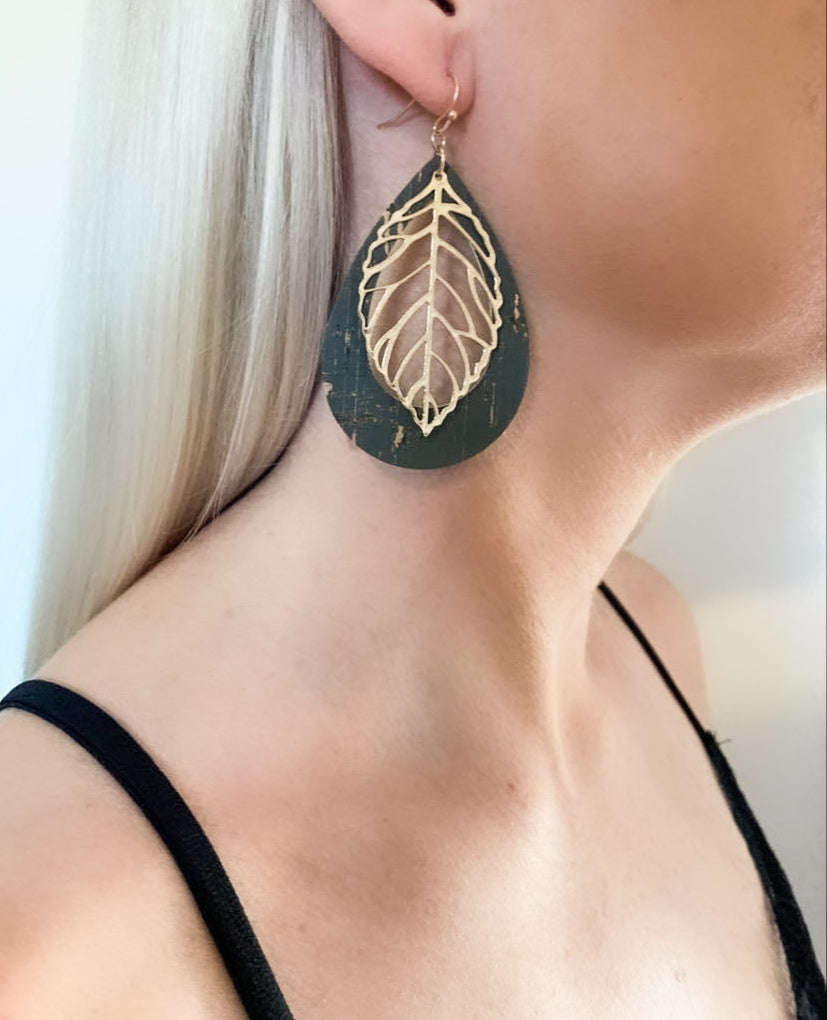 Vintage Teardrop Leaf Earrings