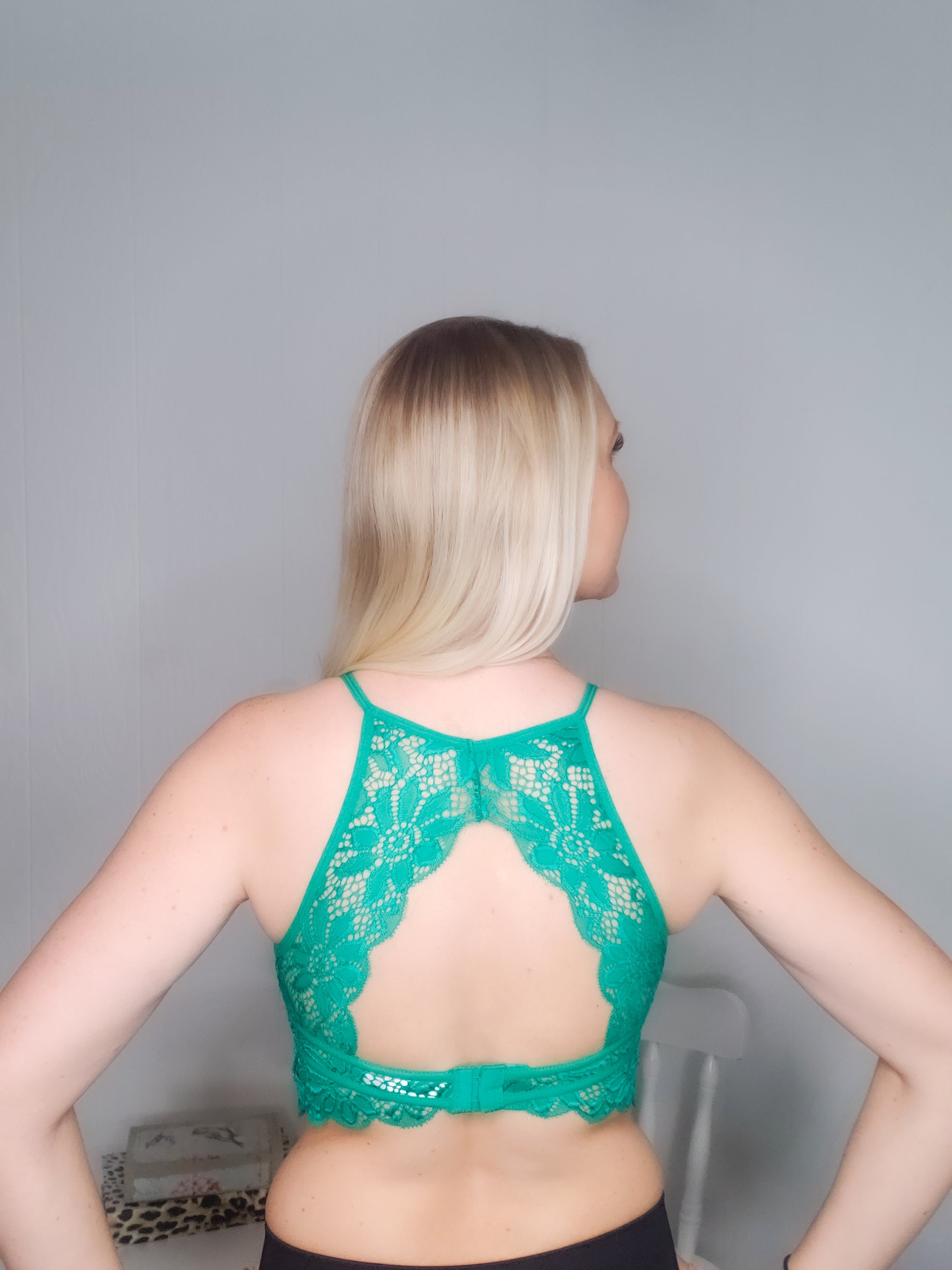 Lace Keyhole Bralette (Emerald Green)