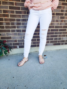 Lola Midrise Distressed Skinny KanCans (Optic White)