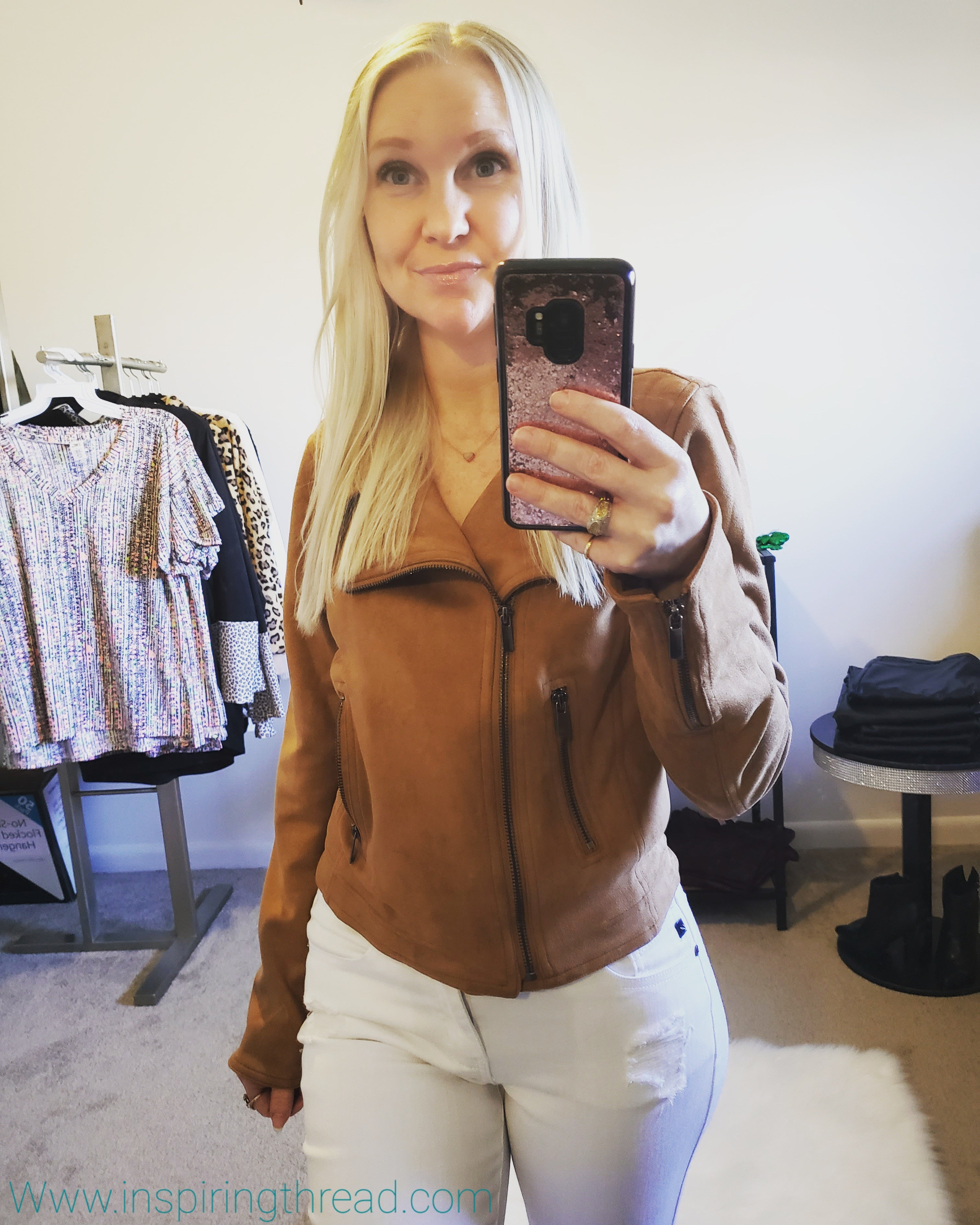 Second Glance Faux Suede Jacket (Camel)