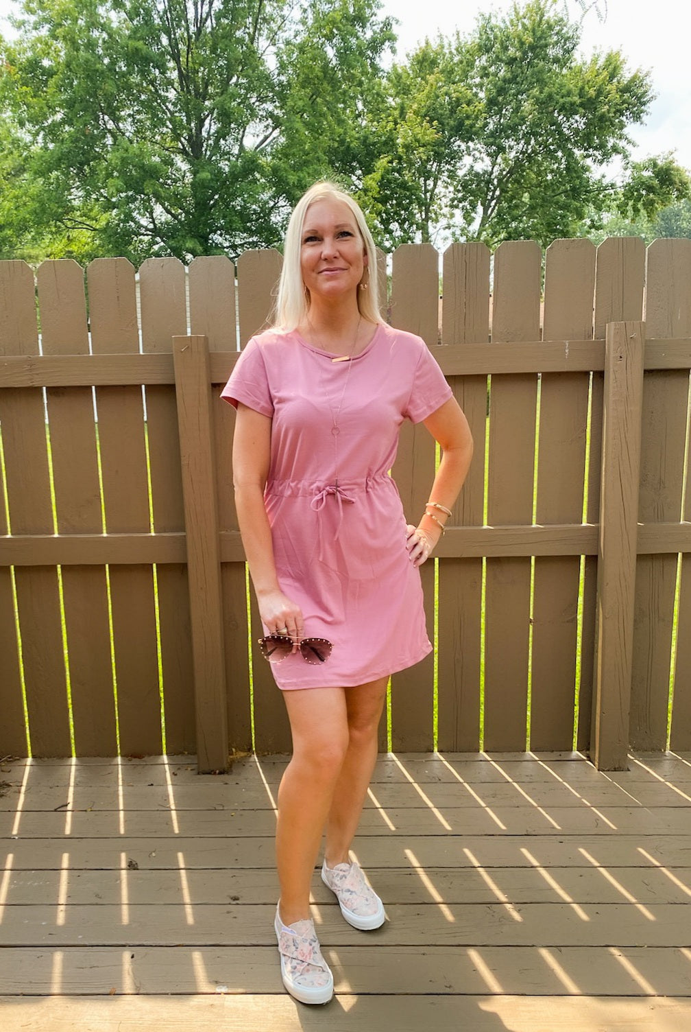 Endless Adventures T-Shirt Dress (Dusty Rose)