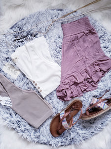 Daybreak Smocked Shorts (Mauve)