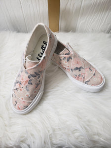 Floral Cross Strap Canvas Sneakers