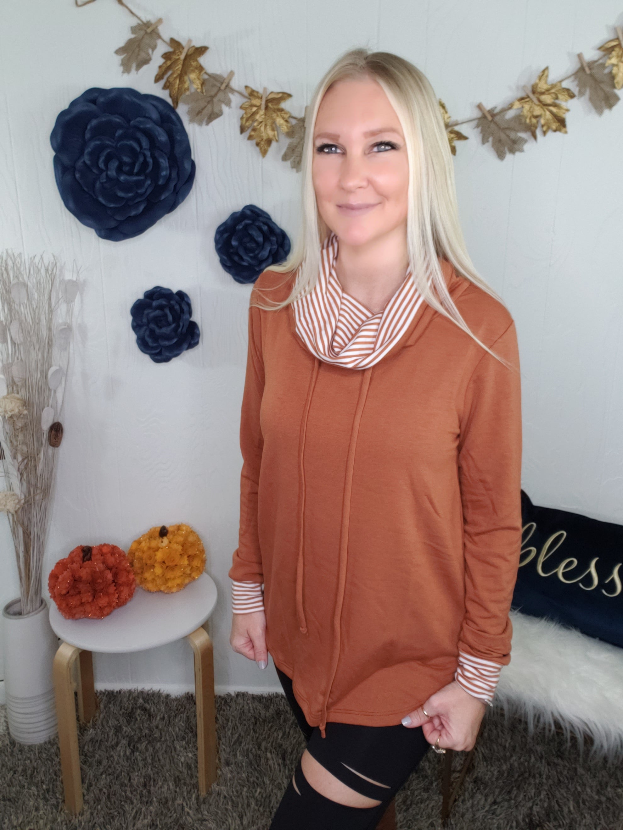 Autumn Boulevard Cowl Neck Top (Camel)