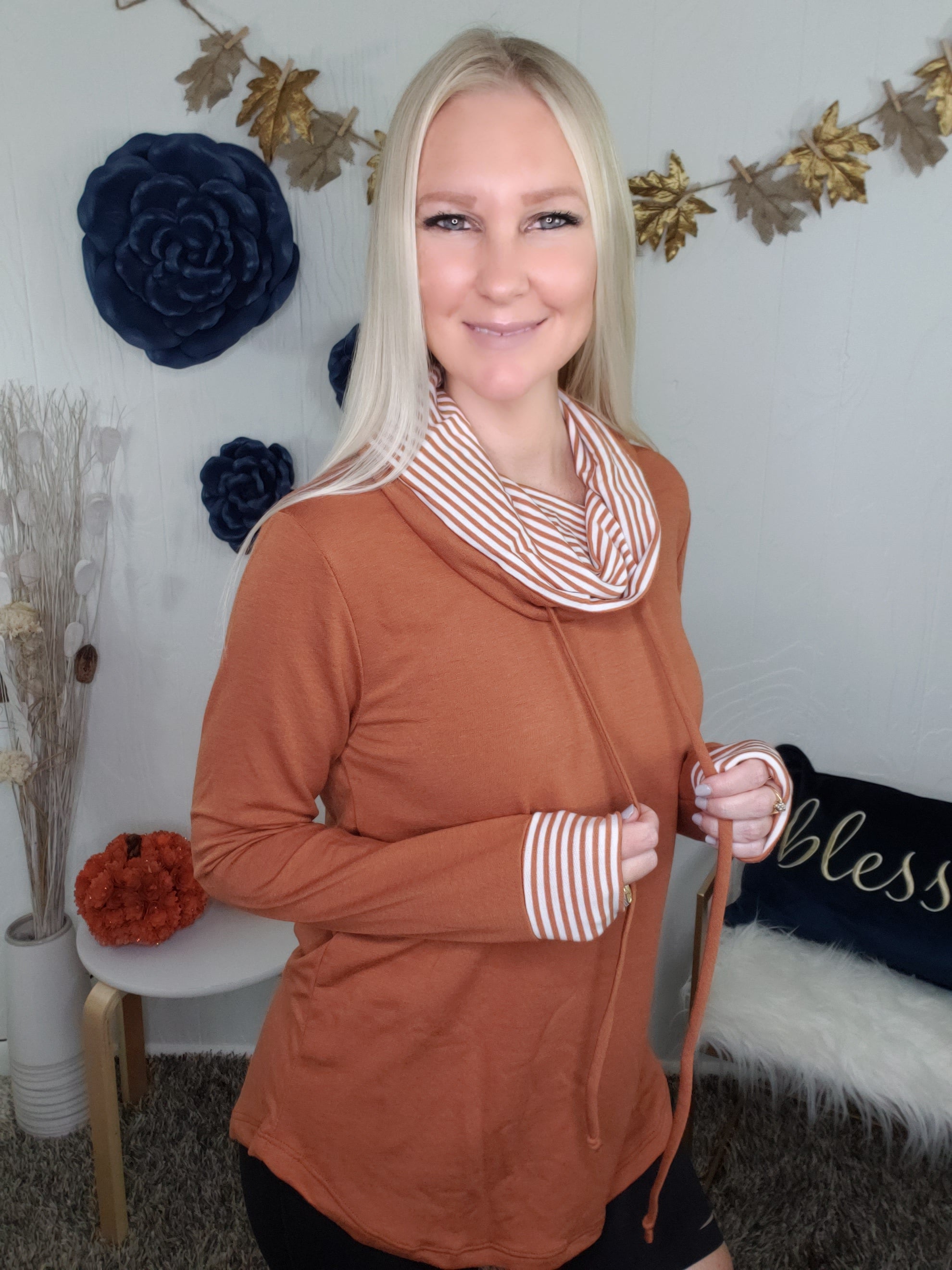 Autumn Boulevard Cowl Neck Top (Camel)