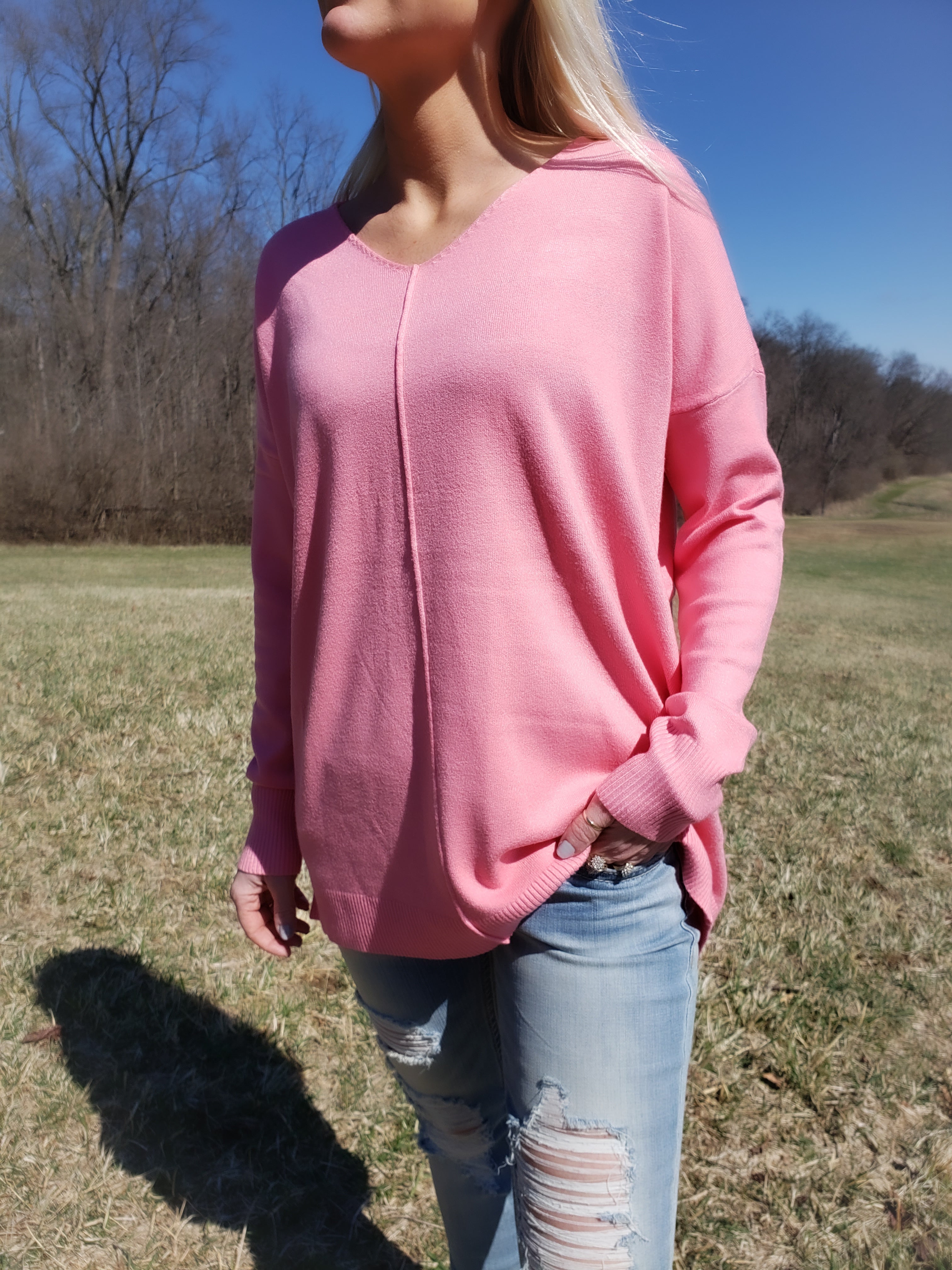 Brighter Days Ahead Pullover Sweater (Hot Pink)