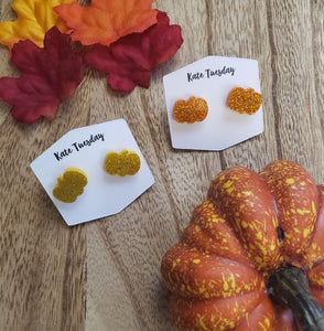 Sparkly Pumpkin Stud Earrings (2 colors)