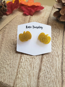 Sparkly Pumpkin Stud Earrings (2 colors)