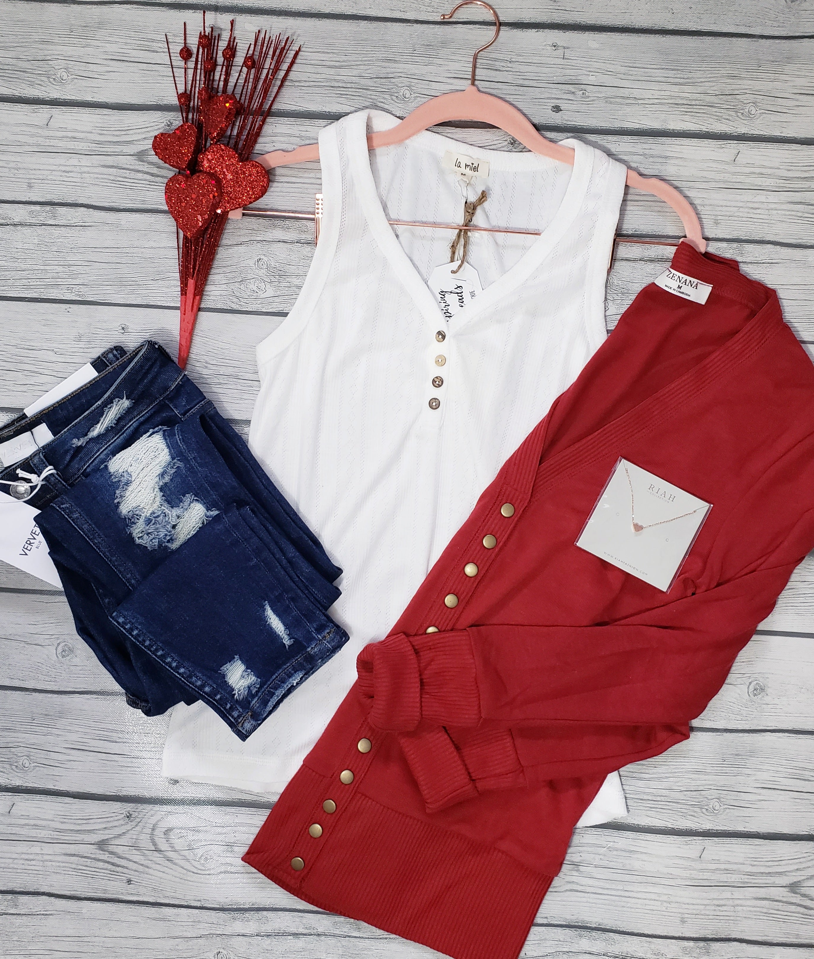 Make It Snappy Button Down Cardigan (Barn Red)