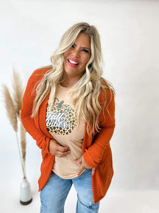 Lola Waffle Knit Cardigan (Pumpkin Spice)