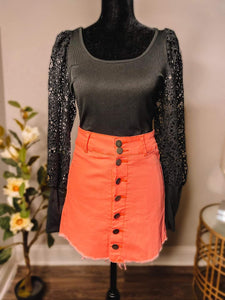 Works Every Time Button Detailed Skort (Neon Coral)