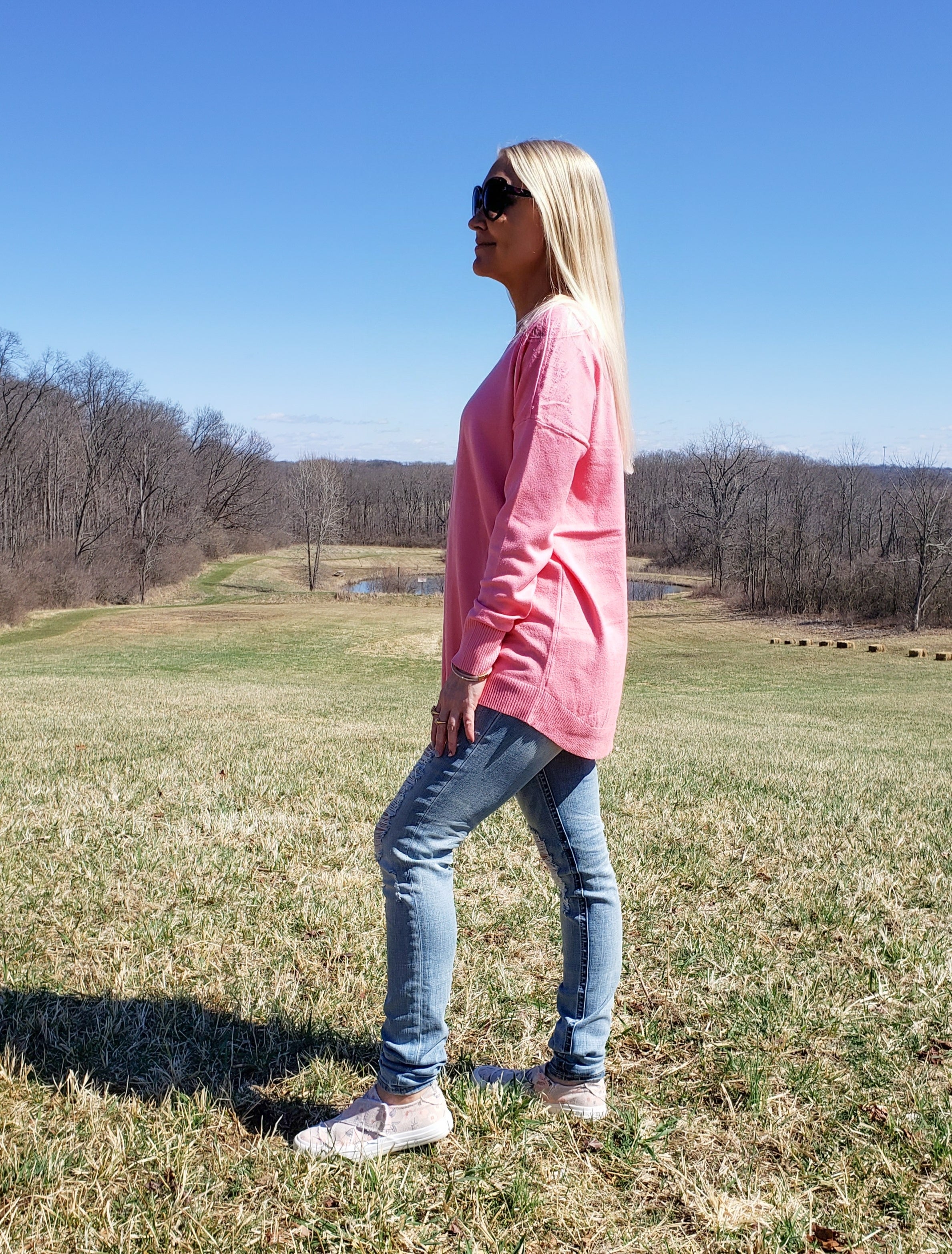 Brighter Days Ahead Pullover Sweater (Hot Pink)