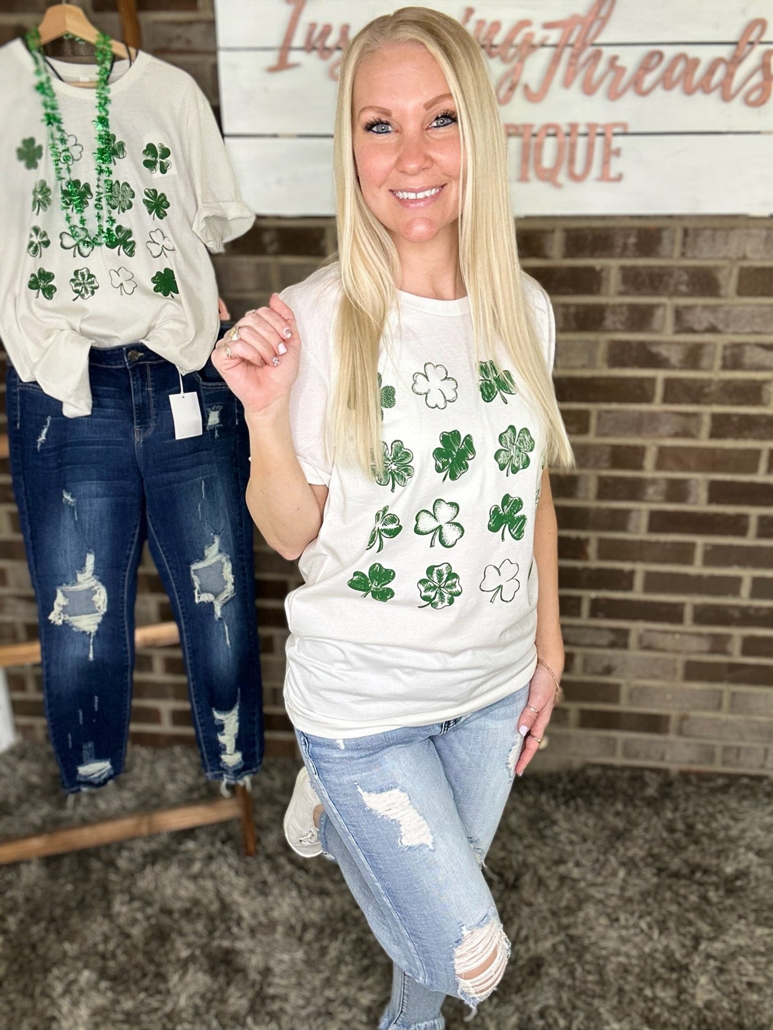 Choose Your Lucky Shamrock Tee (Vintage White)