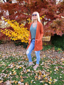 Lola Waffle Knit Cardigan (Pumpkin Spice)