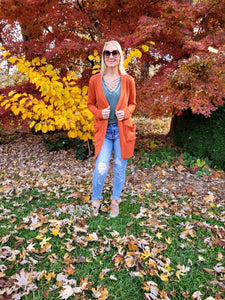 Lola Waffle Knit Cardigan (Pumpkin Spice)